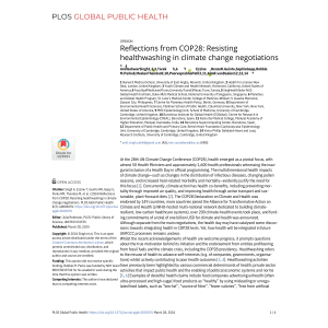 Reflec­tions from COP28: Resis­ting health washing in cli­ma­te chan­ge nego­tia­ti­ons
