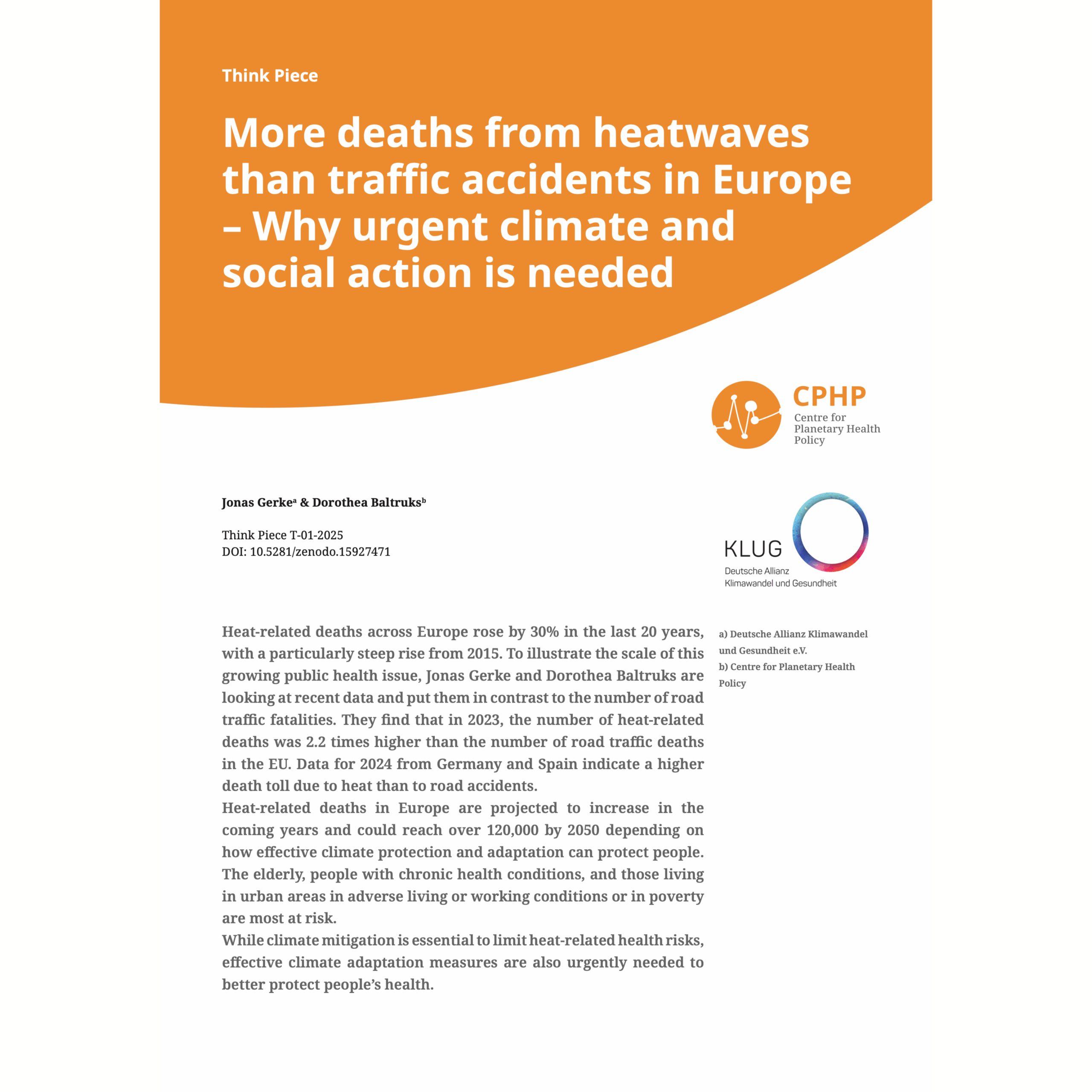 More deaths from heat­wa­ves than traf­fic acci­dents in Euro­pe — Why urgent cli­ma­te and social action is nee­ded