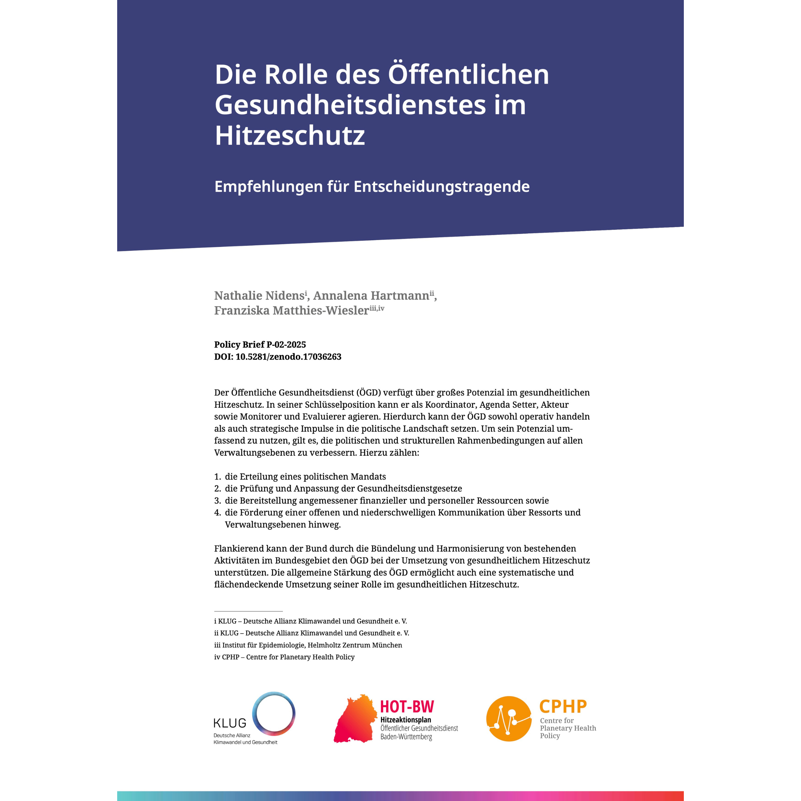 Die Rol­le des Öffent­li­chen Gesund­heits­diens­tes im Hit­ze­schutz